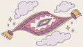 A Magical Flying Carpet on a Cloudy Background Vector Art, vector design Generative AI Royalty Free Stock Photo