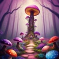 A magical forest filled with whimsical creatures