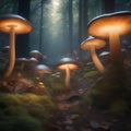 A magical forest with glowing mushrooms and talking trees2 Royalty Free Stock Photo