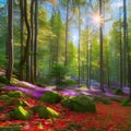 1037 Magical Forest: A magical and enchanting background featuring a mystical forest with glowing mushrooms, fairies, and dreamy Royalty Free Stock Photo