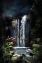 Magical forest waterfall-1