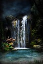 Magical forest waterfall-2