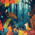 magical forest with whimsical creatures and vibrant flora