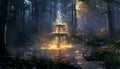 Magical fountain in the forest