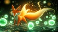 Magical Fox with Glowing Orbs in Enchanted Forest Setting Royalty Free Stock Photo