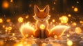 Magical Fox Surrounded by Glowing Orbs in Enchanted Forest Setting Royalty Free Stock Photo