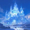 Magical Frozen Palace at Dusk