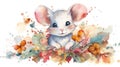 Magical Garden with Cute Baby Mouse in Chibi Style Character Design. Perfect for Children\'s Book Illustrations.