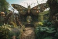 magical garden, filled with strange and wondrous plants, insects, and creatures