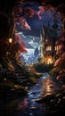 Magical garden: Luminous flowers, enchanting journey, Disney-inspired. Created with Generative AI