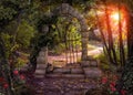 Magical Gate Fantasy Forest Path Royalty Free Stock Photo