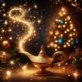 magical genie lamp at christmas time