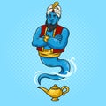 Magical genie pinup pop art vector illustration