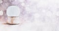 Magical Glittery Empty Snowglobe Banner with Snow and Bokeh Royalty Free Stock Photo