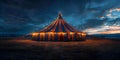 The Magical Glow of a Colorful Big Top Tent Under the Night Sky. Concept Big Top Tent, Magical Glow, Colorful, Night Sky, Royalty Free Stock Photo