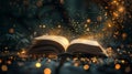 The Magical Glowing Book.AI generated image Royalty Free Stock Photo