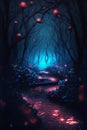 A magical glowing forest digital art