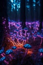Magical glowing mushroom in mythical forest digital art