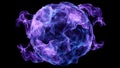 Magical glowing particles and waves form a neon energy sphere, characterized by an abstract round shape Royalty Free Stock Photo
