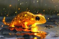 Magical Glowing Yellow Spotted Salamander in Enchanted Forest Scene with Sparkling Bokeh Lights Royalty Free Stock Photo