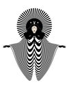 Magical goddess, priestess. Beautiful fairy woman with long hair. Gothic Witch wiccan female sacred design. Vector isolated