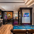 A magical hidden door leading to a secret game room with arcade games, pinball machines, and a pool table4, Generative AI