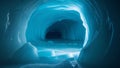 A magical ice cave glowing with blue light Royalty Free Stock Photo