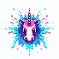 Magical Innocence: Unicorn Face in Vector Illustration on White,Generative AI