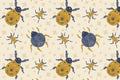 magic pattern with cute insect ladybird and bug Royalty Free Stock Photo