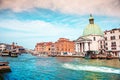 Magical landscape with boats on the Grand Canal in Venice, Italy. popular tourist attraction. Wonderful exciting places. vacation Royalty Free Stock Photo