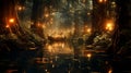 Magical lights sparkling in forest at night, firefly, fantasy fairytale scenery