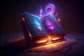 magical luminous book with spells Royalty Free Stock Photo