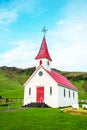 Magical majestic picturesque cozy little church nearby Stokksnes, Iceland. Exotic countries. Amazing places