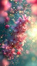 Magical meadow, full of blossoming spring flowers. Vertical banner, smartphone or instastory background, greeting card.