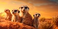 magical meerkat watching over his family in the Kalahari desert. Generative AI