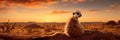 magical meerkat watching over his family in the Kalahari desert. Generative AI