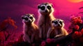 magical meerkat watching over his family in the Kalahari desert. Generative AI