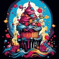 Magical Mesmerization: A Tower of Cupcakes Casting a Spell Royalty Free Stock Photo