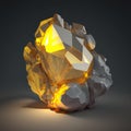 Magical mineral citrine. Yellow gemstone. Glowing gemstone