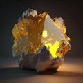 Magical mineral citrine. Yellow gemstone. Glowing gemstone