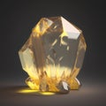 Magical mineral citrine. Yellow gemstone. Glowing gemstone