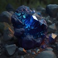 Magical mineral sapphire. Blue gemstone. Glowing gemstone
