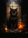 Magical Mischief: A Distrustful Black Kitten on an Arrogant Blue