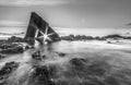 Magical monolith in Asturian beach Royalty Free Stock Photo