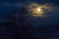 Magical moon in a dark night. Great for spiritual dark dreams. An eye of the universe on the silence of earth night Royalty Free Stock Photo