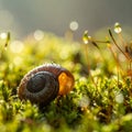 Magical Morning Light on a Tiny Snail Shell Royalty Free Stock Photo