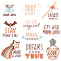 Magical motivational quotes with doodles and lettering Royalty Free Stock Photo