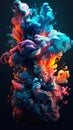 Magical multicolored smokes, cloud, or color fog on a black background,