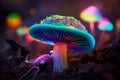 Magical mushroom with fluorescent cap