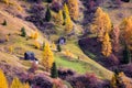 Magical mystic autumn landscape in the Dolomites, South Tyrol, Alps, Italy. Meditation, rest, calm, anti-stress, relaxation -